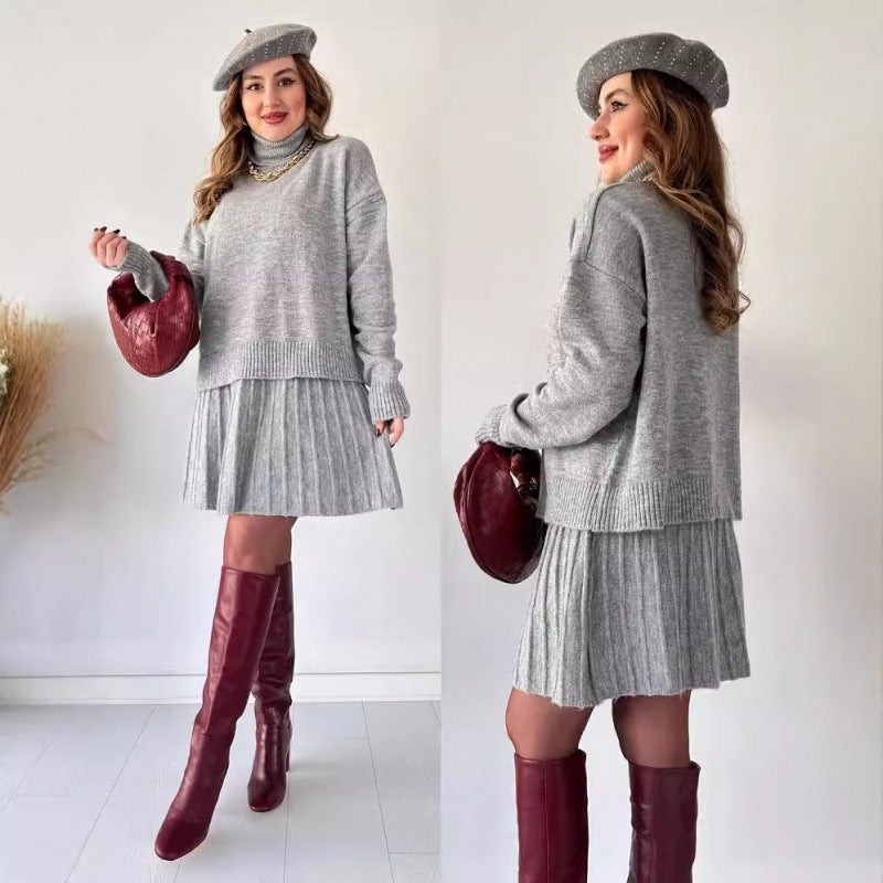 Ensemble deux pièces pour femme : pull et jupe courte, taille mi-haute, XS-XXXL