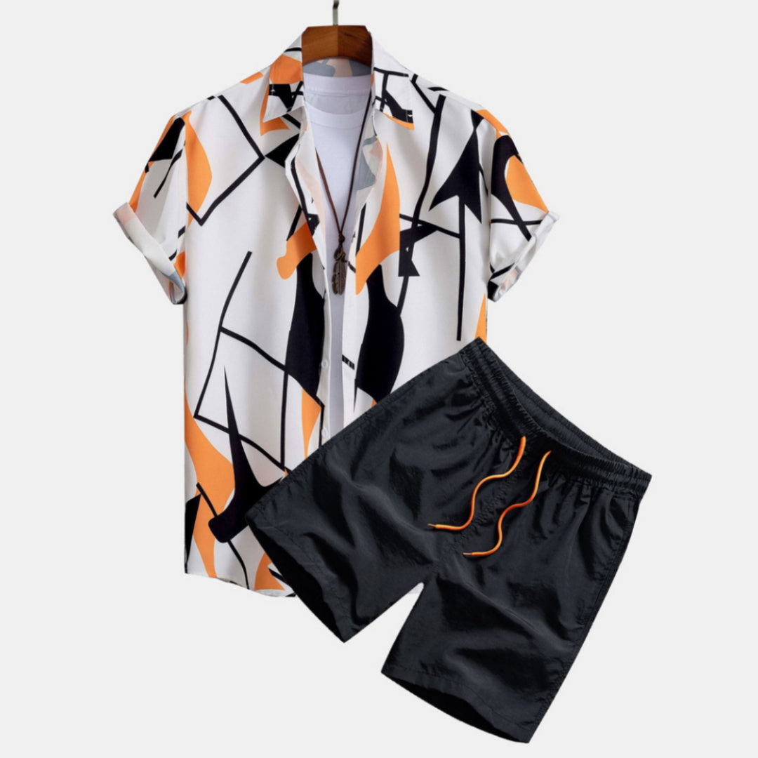 Men's Plus Size Casual 3D Digital Print Short Sleeve Hawaii Suit