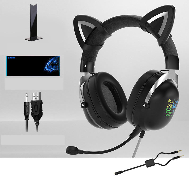 Head-Mounted Wired Gaming Headset with Microphone for PC