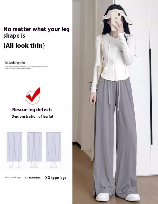 Anti-mosquito Sunscreen Drooping Straight Split Wide Leg Pants