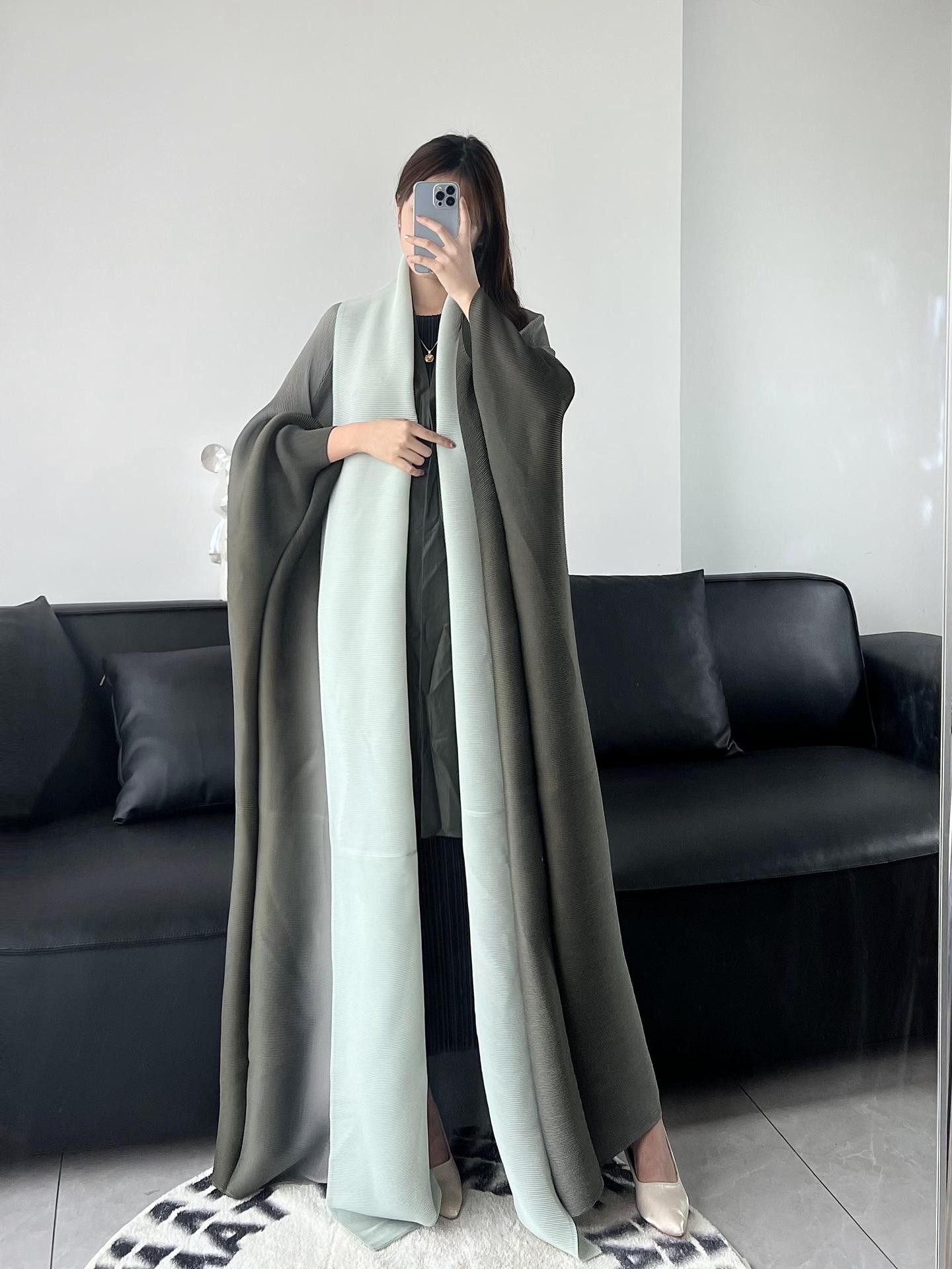 Pleated Print Fashionable All-match Lace-up Loose Arabian Abaya Robe