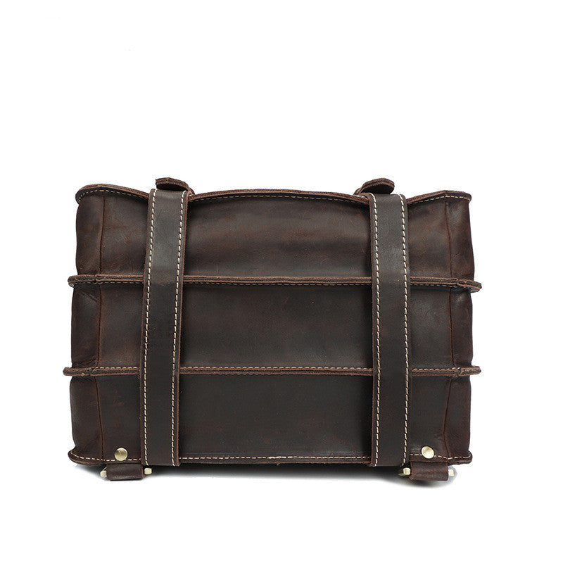 Men's Vintage Crazy Horse Leather Backpack Brown