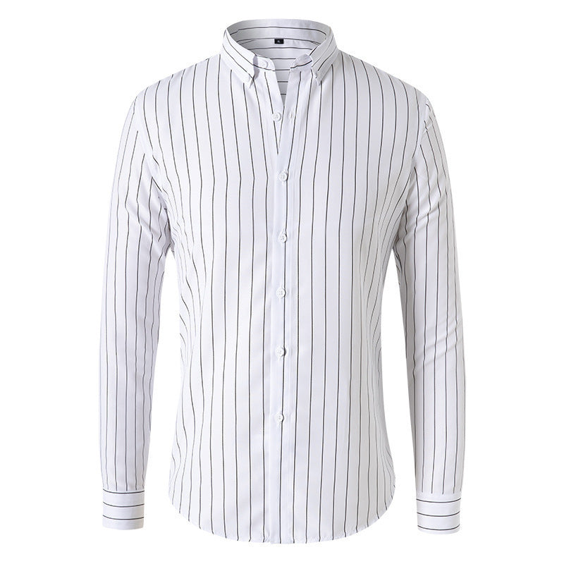 Men's Slim Long-Sleeve Casual Striped Shirt