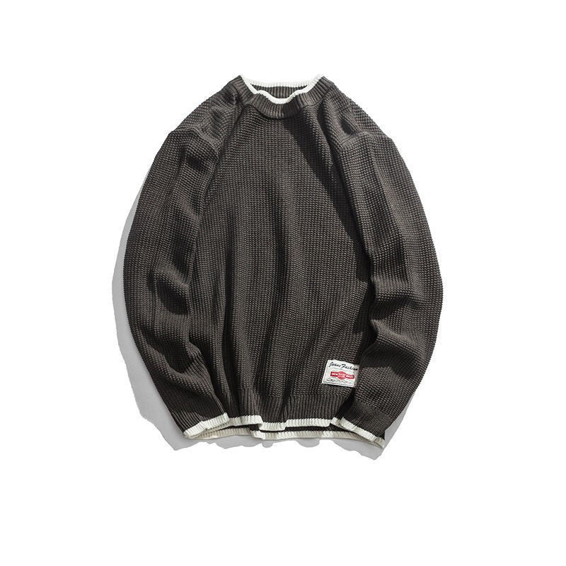Men's Round Neck Thick Wool Knit Sweater Loose Fit