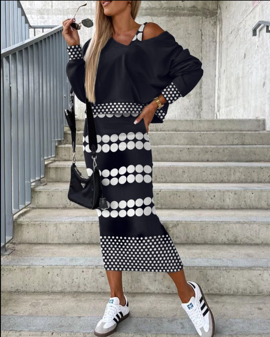 Fashionable Batwing Sleeve Long Skirt Sheath Suit