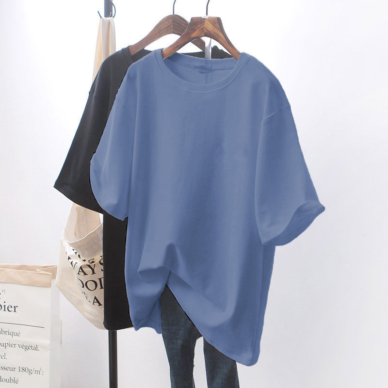 Design Sense Chic White Loose Short-Sleeve T-Shirt for Women