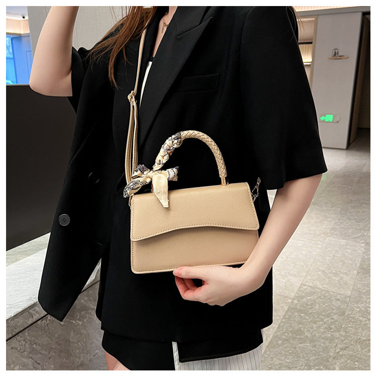 All-matching Pure Color Silk Scarf Elegant Handbag