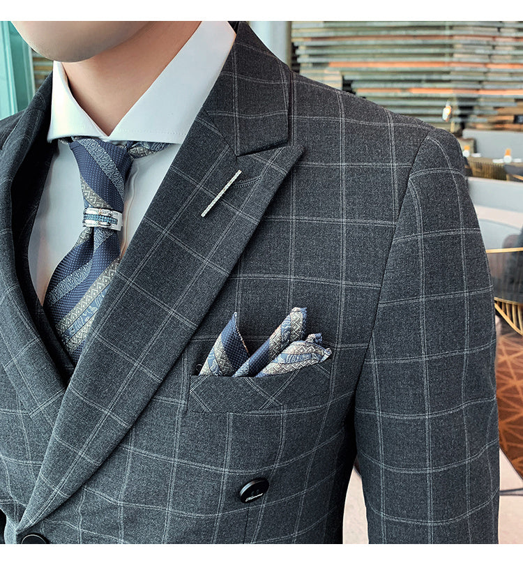 Men's Slim-Fit Casual Business Three-Piece Suit for Ceremony