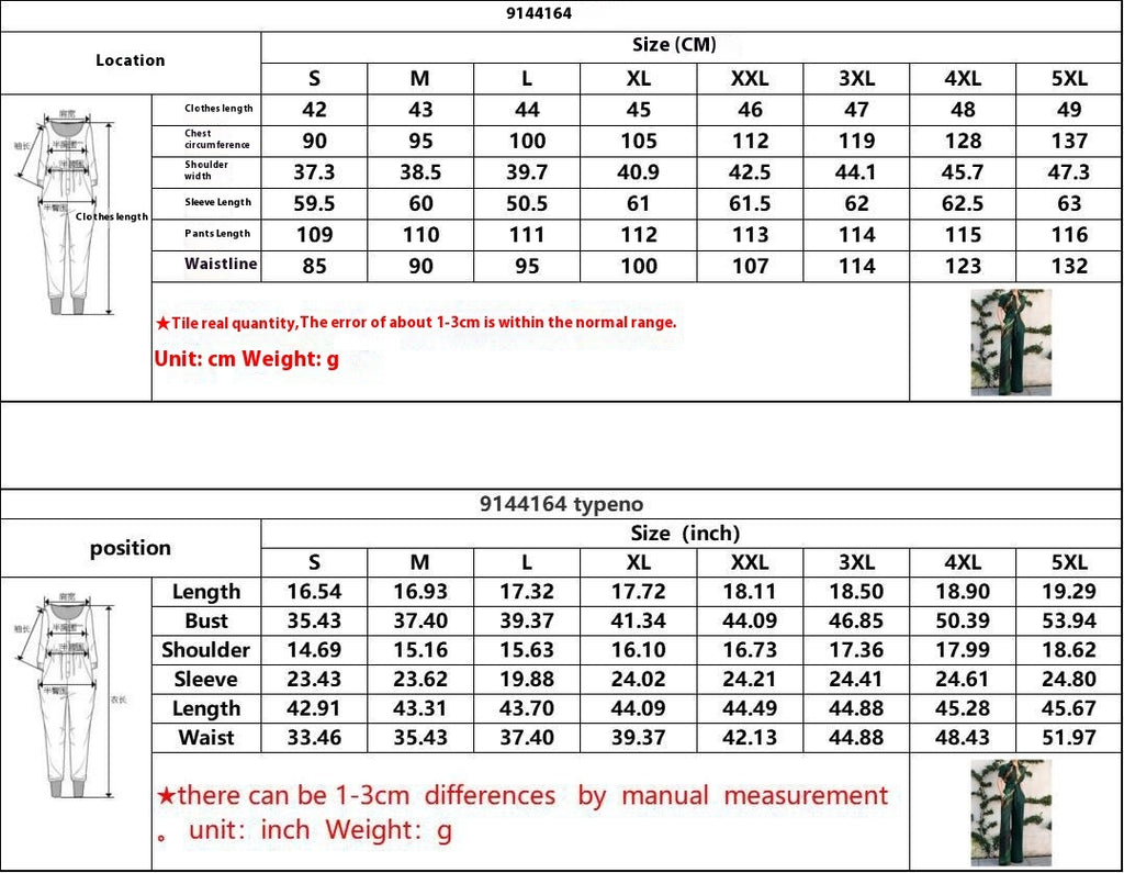 Women's Green Printed Long Sleeve Lapel Loose Casual Jumpsuit Polyester