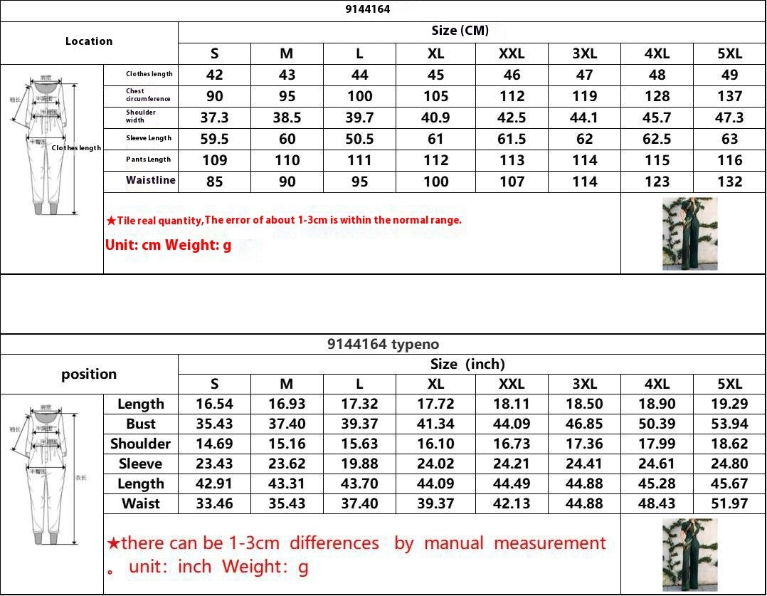 Women's Green Printed Long Sleeve Lapel Loose Casual Jumpsuit Polyester