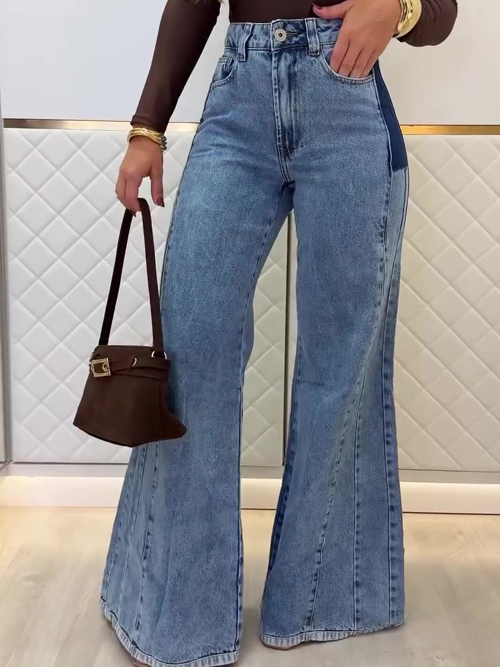 Light Blue High-Waisted Flared Denim Jeans