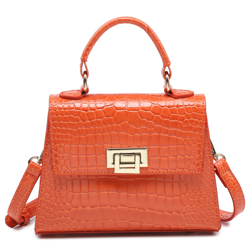 Women's Medium PU One-Shoulder Crocodile Pattern Messenger Bag