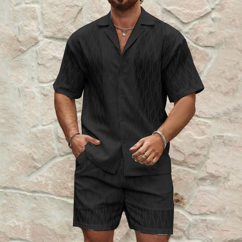 Men Tracksuits Summer Fashion Solid Loose Casual Two Pieces