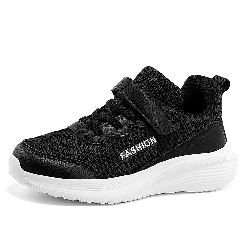 Chaussures de course pour garçons en maille respirante pour terrain dur, noir et blanc, tailles 28-40
