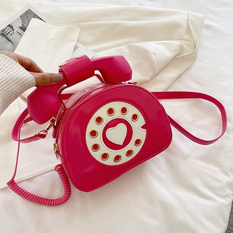 Candy Color PU Round Cross-Border Handbag for Girls Medium 21x16x9cm