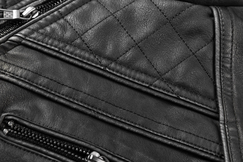 Men's Black PU Leather Vintage Motorcycle Biker Jacket