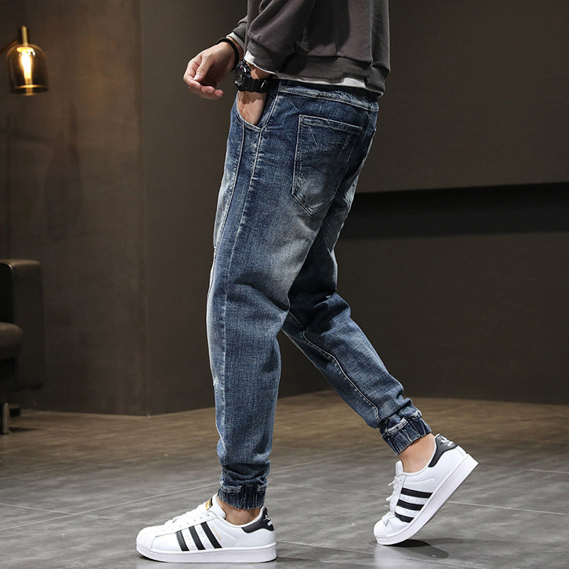 Jean slim décontracté extensible en velours grande taille pour homme