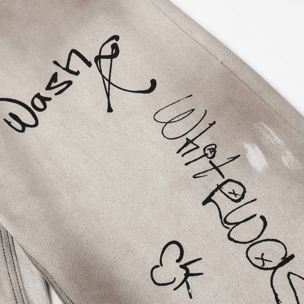 Hand-painted Graffiti Printing Jeans For Men