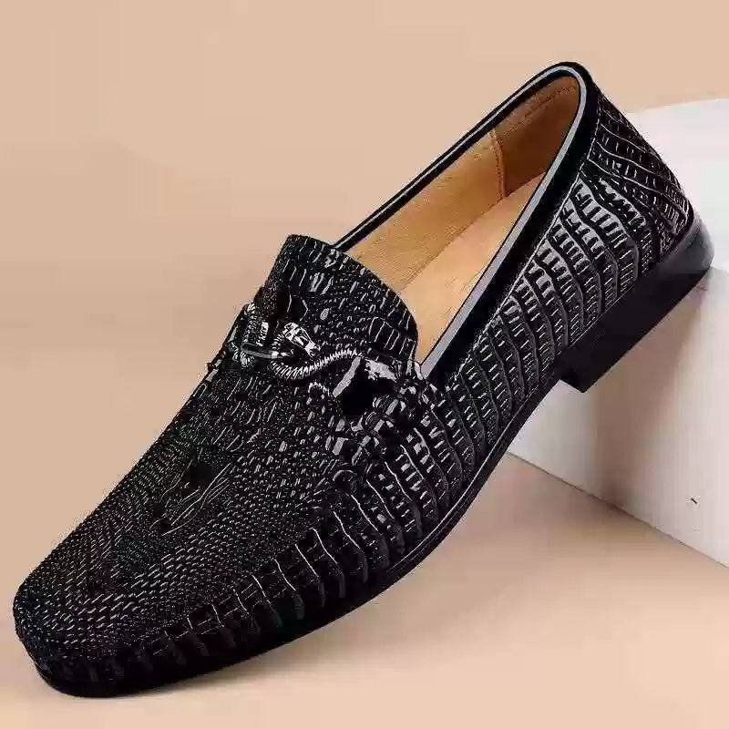 Mocassins en cuir embossé serpent à enfiler
