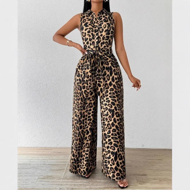 Women's Wide-Leg Floral Jumpsuit with Belt