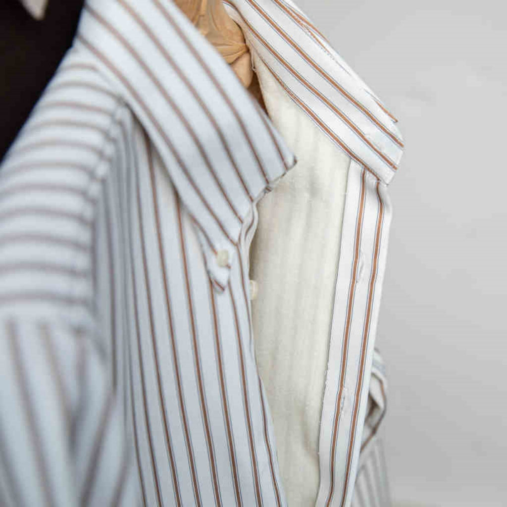 Chemise à Manches Longues Décontractée Slim Rayée Style Café Italien
