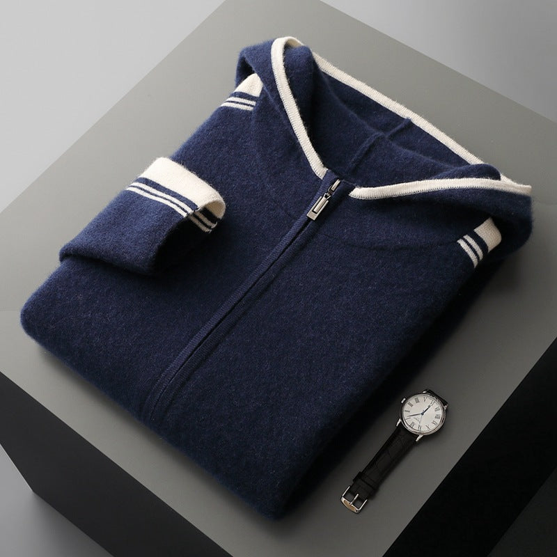 Men's Thickened Zip-Up Fleece Mock-Neck Cardigan Sweater Casual Base Layer