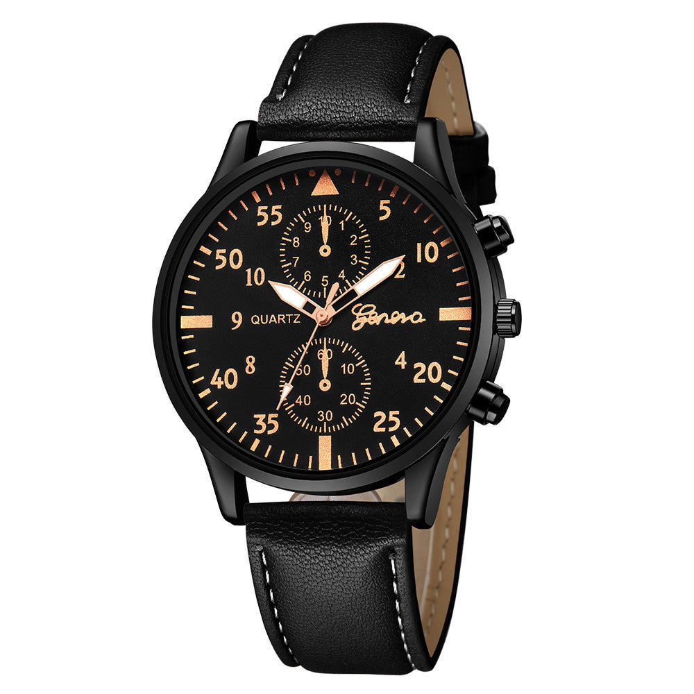 Men's Casual Quartz Watch Gift with 42mm Dial and PU Strap