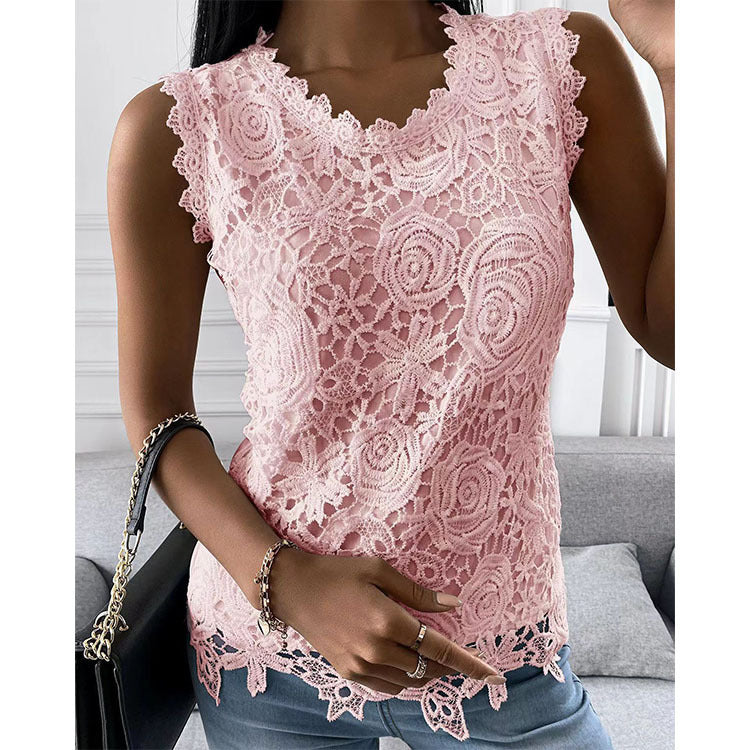 Women’s Floral Lace Vest Summer Top S-5XL
