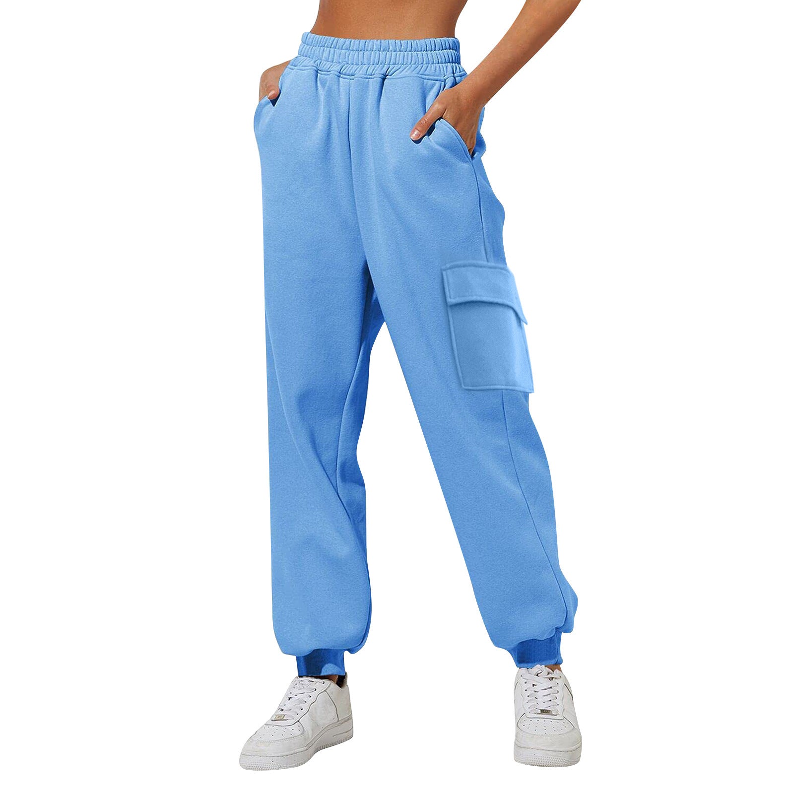 Pantalon de jogging femme taille haute ample en velours matelassé - Vêtement de sport confortable