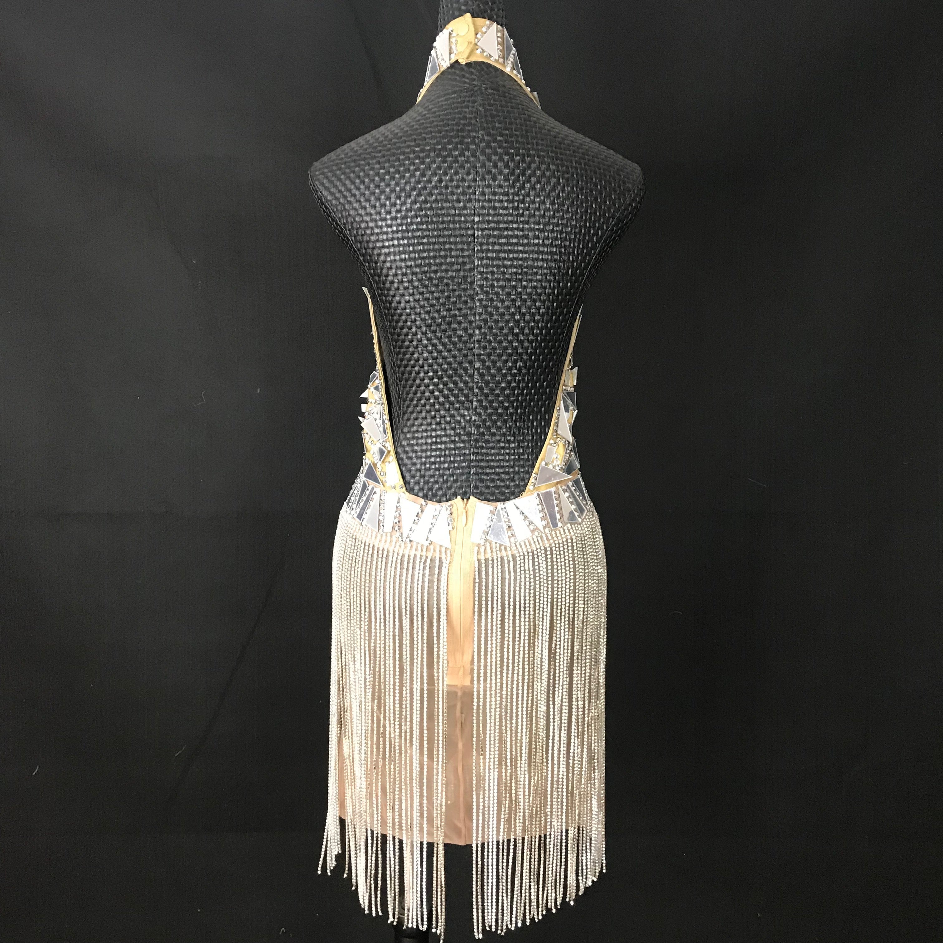 Bright Diamond Long Fringed Hip Bag Skirt Sleeveless Polyester Fiber