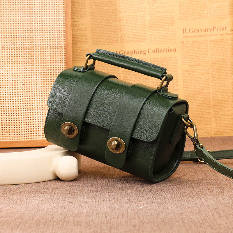 Sac Messager en Cuir Véritable Rétro Tendance, Sac à Main en Cuir de Vachette Première Couche