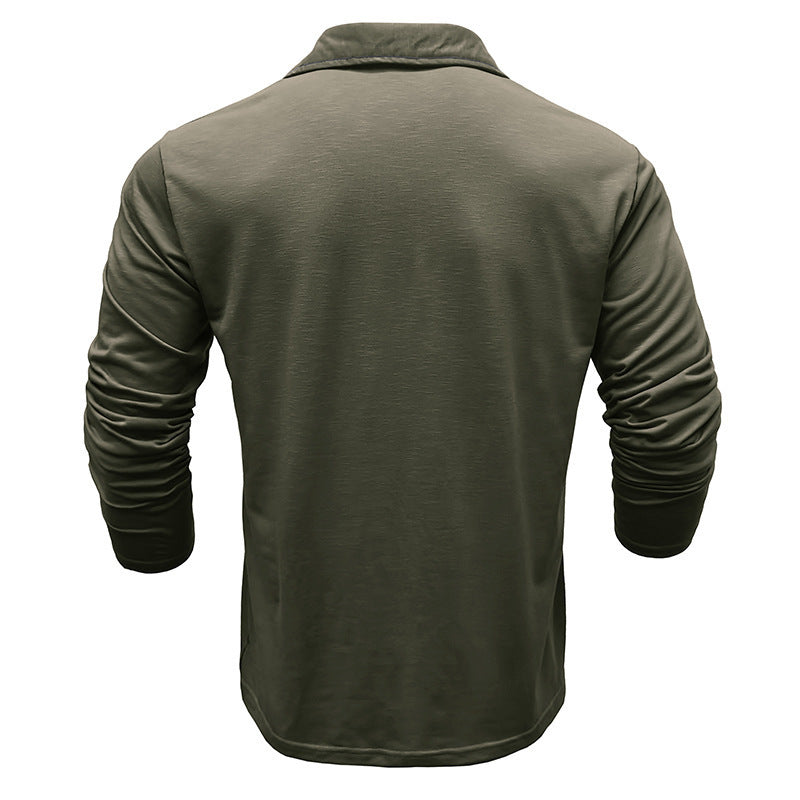Men's Long Sleeve Henley Lapel T-Shirt Top