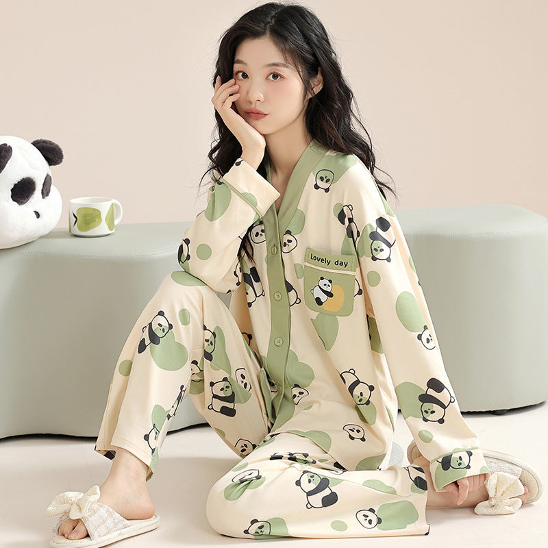 Ensemble pyjama à manches longues en coton pour femme