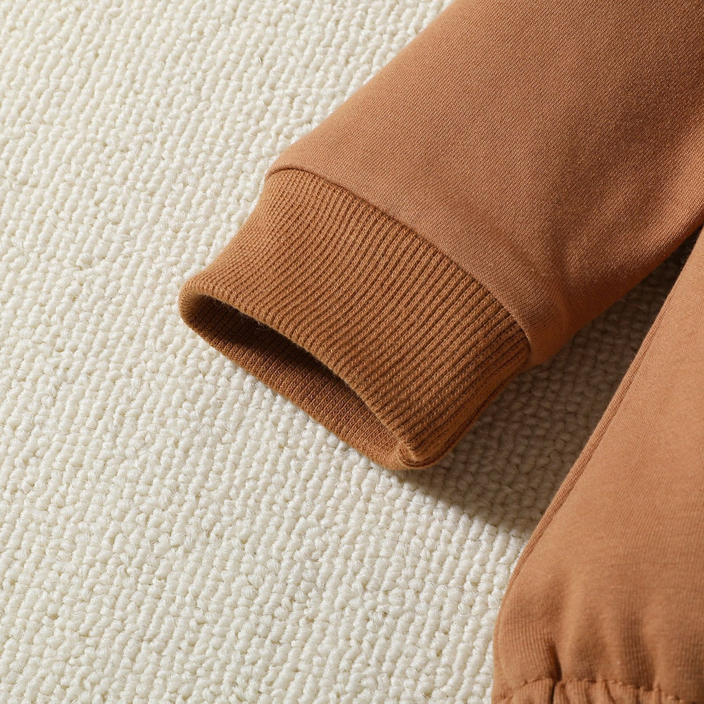 Grenouillère en coton à manches longues marron clair avec lettres et crâne pour bébé, 60-90cm