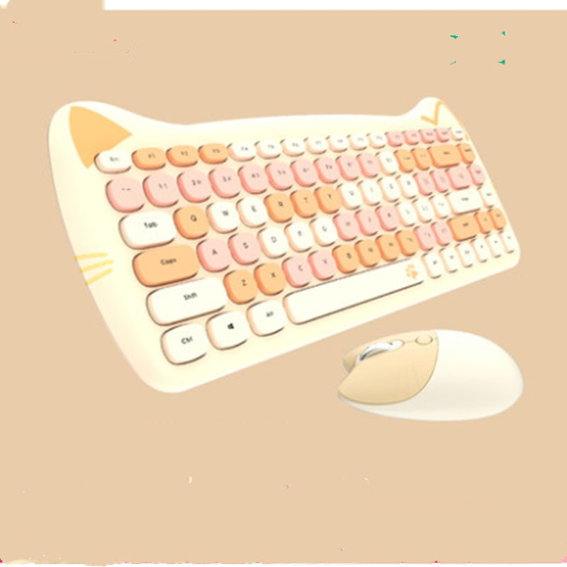 Gezzer Cute Girl Wireless Keyboard Mouse Set Macaron Jelly Slim Mute Portable Office