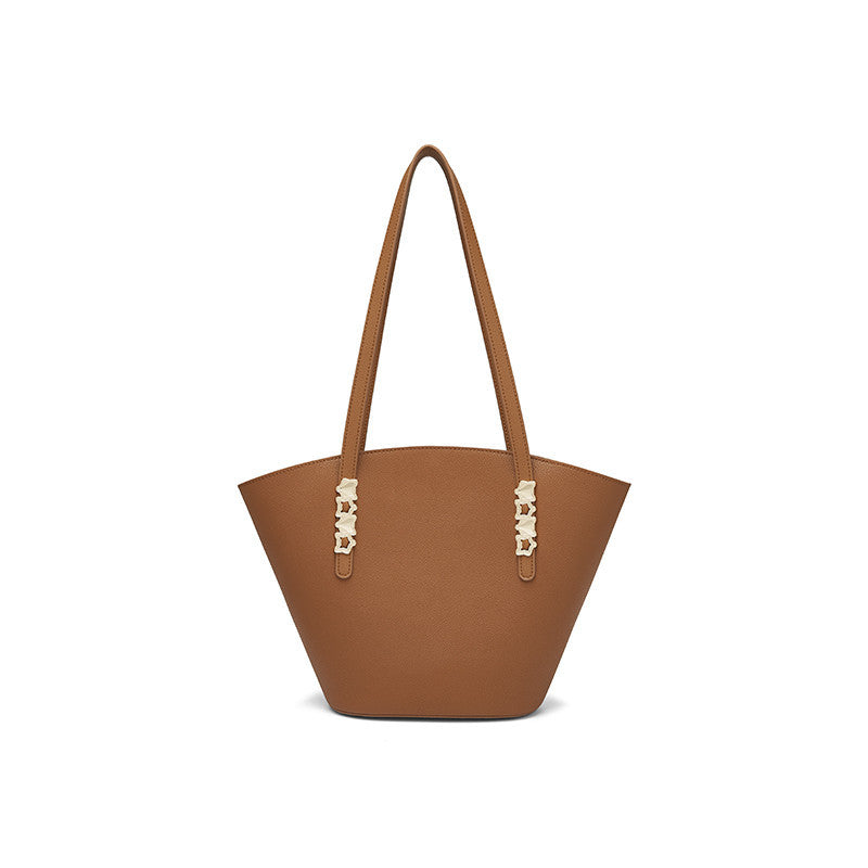 Large Capacity Cow Leather Basket Shoulder Bag
