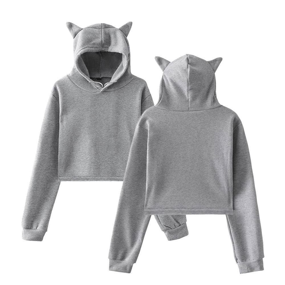 Sweat à capuche court pour femme – Manches longues – Pull – Streetwear – Haut de printemps