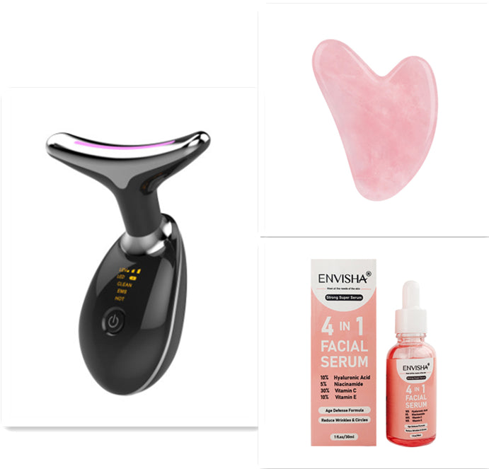 EMS Thermal Neck Lifting & Tightening Massager with Electric Microcurrent & LED Photon Wrinkle Remover for Women