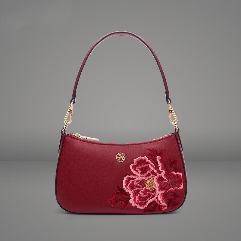 Purple Leather Messenger Bag Birthday Gift for Mother Mid-Autumn Festival