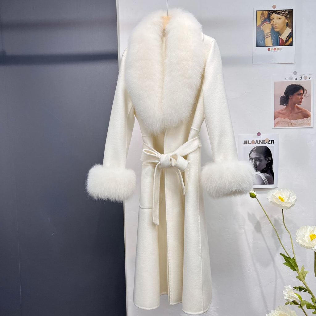 Women’s Autumn Winter Wool Double-Sided Long Fur Coat