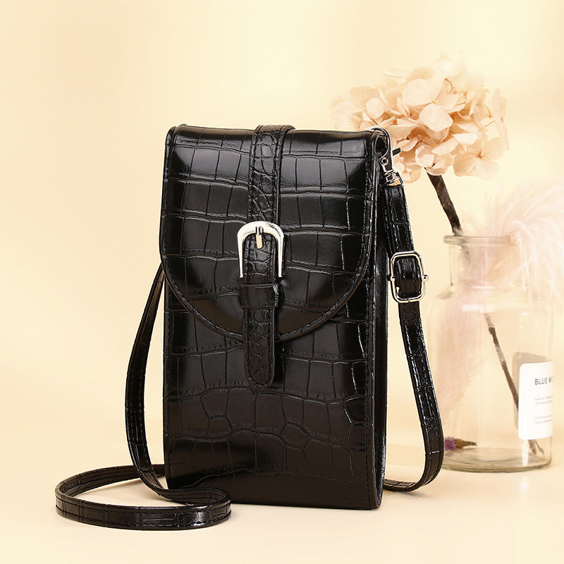Custom Leather Medium Square Shoulder Bag with Buckle for Mobile Phone