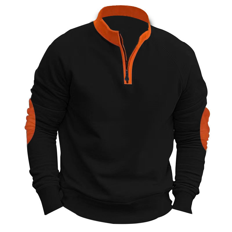 Stand Collar Half Zip Pullover Long Sleeve Coat