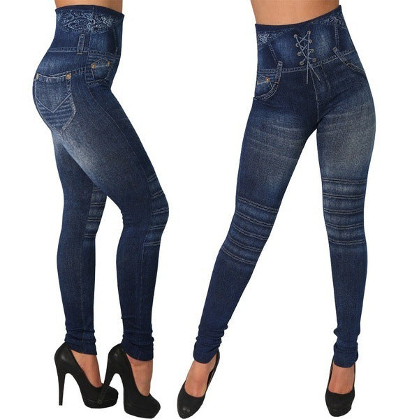 Seamless Cotton Faux Denim Cutout Leggings in Multiple Colors and Sizes