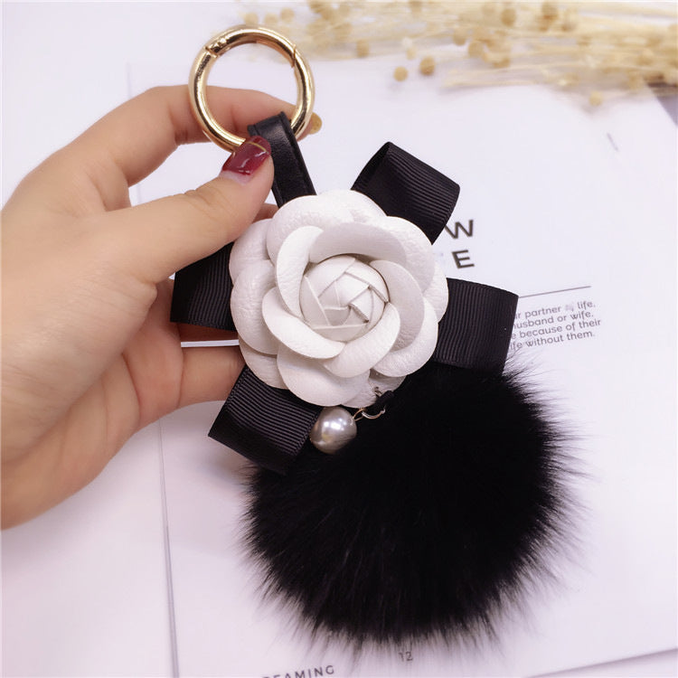 Creative Camellia Bow Keychain Bag Accessory for Women
