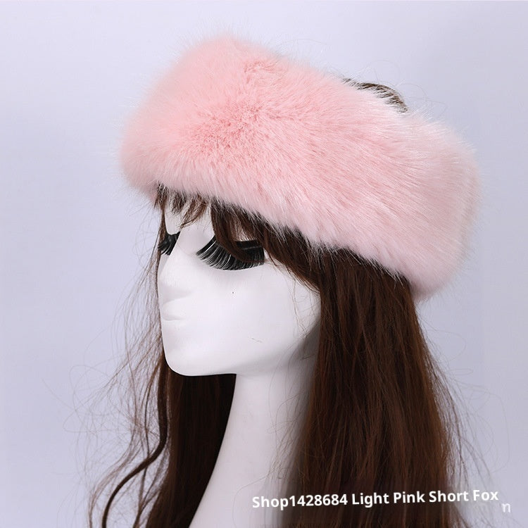 Elastic Faux Fox Fur Headband for Women – Winter Warmth & Windproof