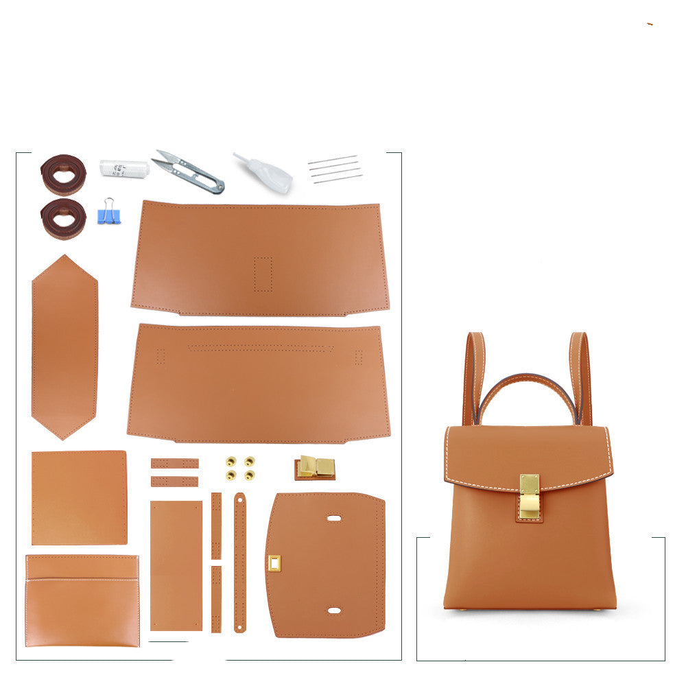 Simple Fashion Medium Caramel Leather Backpack