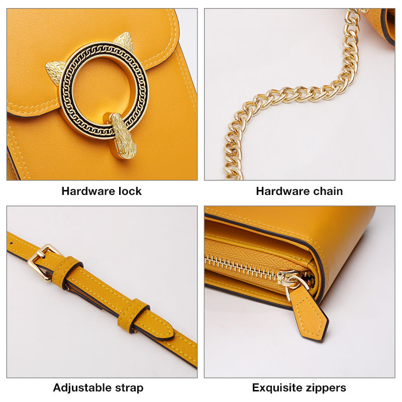 Mini Ladies Trendy Crossbody Chain Phone Bag in Yellow & Beige