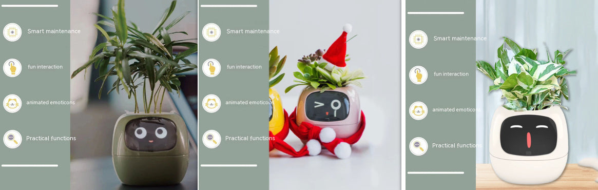 Smart Planter with 7 Sensors & AI Chips for Easy, Fun Plant Care – Over 49 Expressions