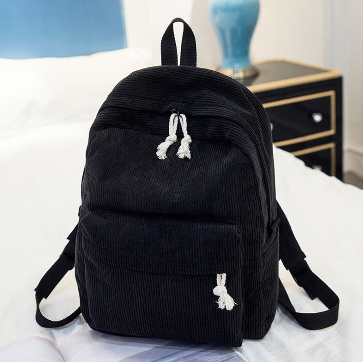 Corduroy School Backpack for Students Shoulder Bag