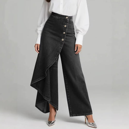 Women’s Solid Color Wide-Leg Style Printed Pants